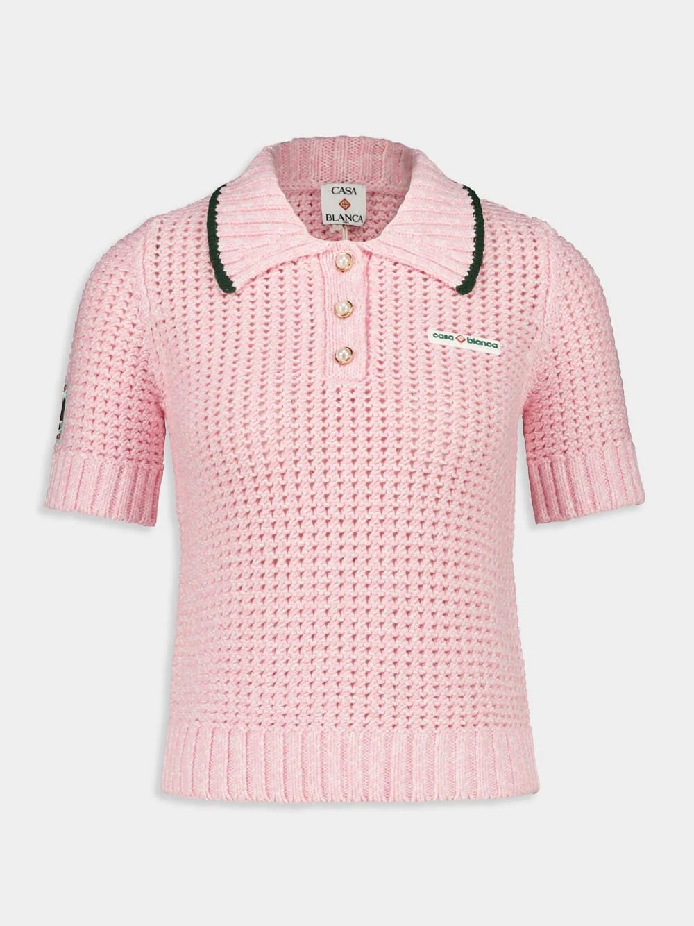 Pink Cotton Mouliné Polo Shirt - Image 2