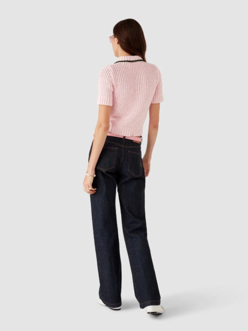 Pink Cotton Mouliné Polo Shirt - Image 3