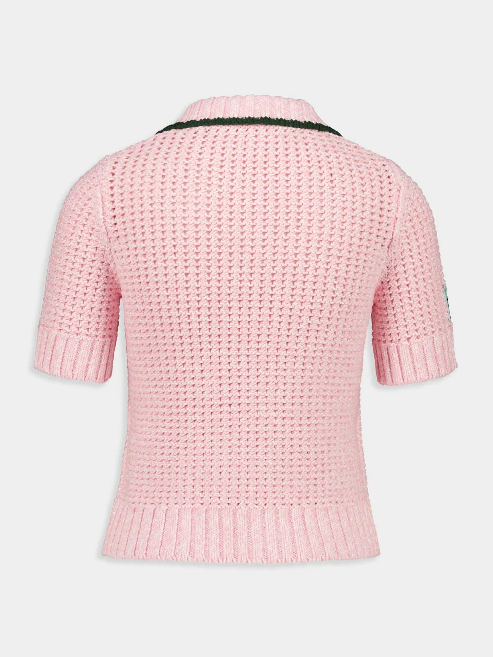Pink Cotton Mouliné Polo Shirt - Image 4