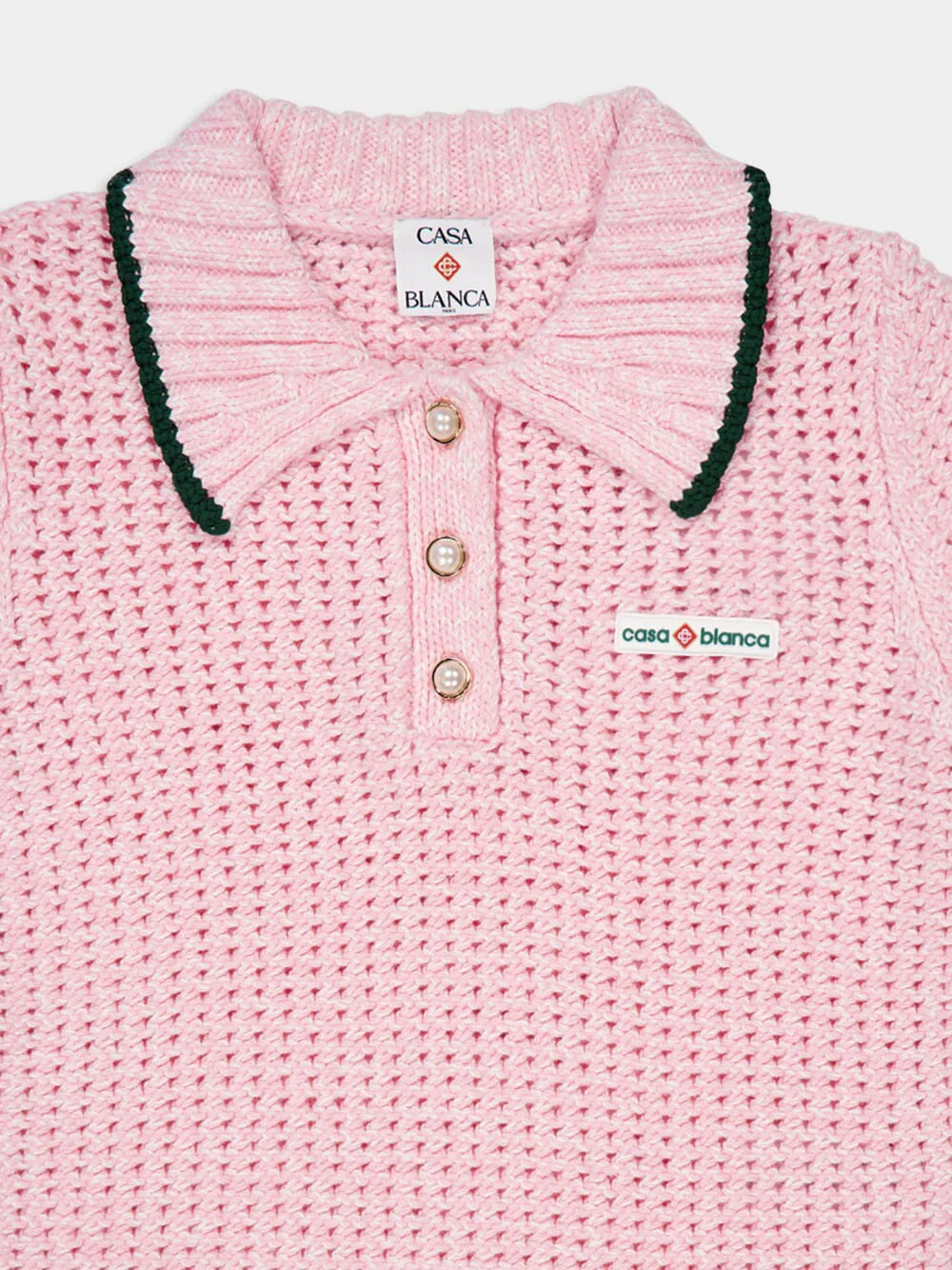 Pink Cotton Mouliné Polo Shirt - Image 5