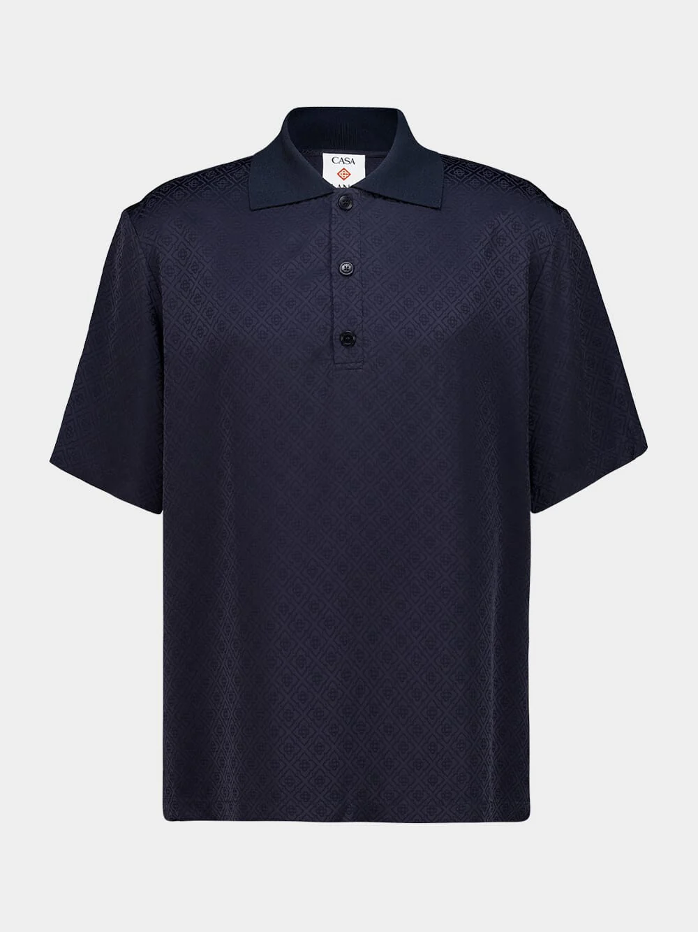Dark Navy Viscose Knit Polo Shirt