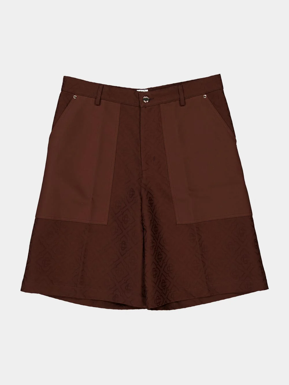 Dark Brown Monogram Cotton Cargo Shorts - Image 5