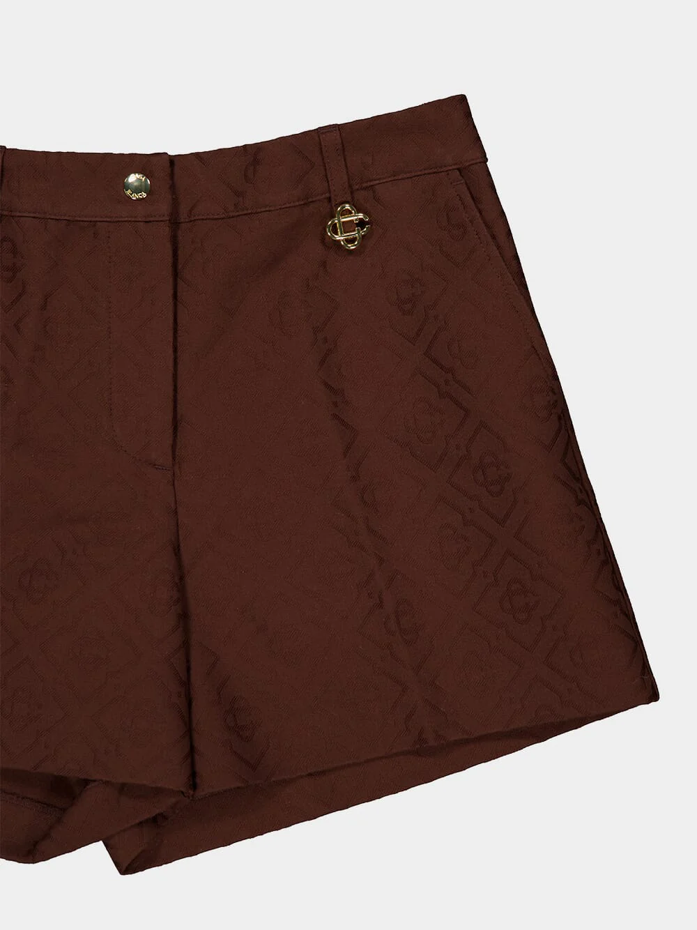 Dark Brown Monogram Cotton Shorts - Image 3