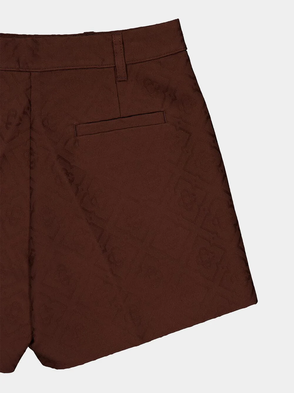 Dark Brown Monogram Cotton Shorts - Image 4