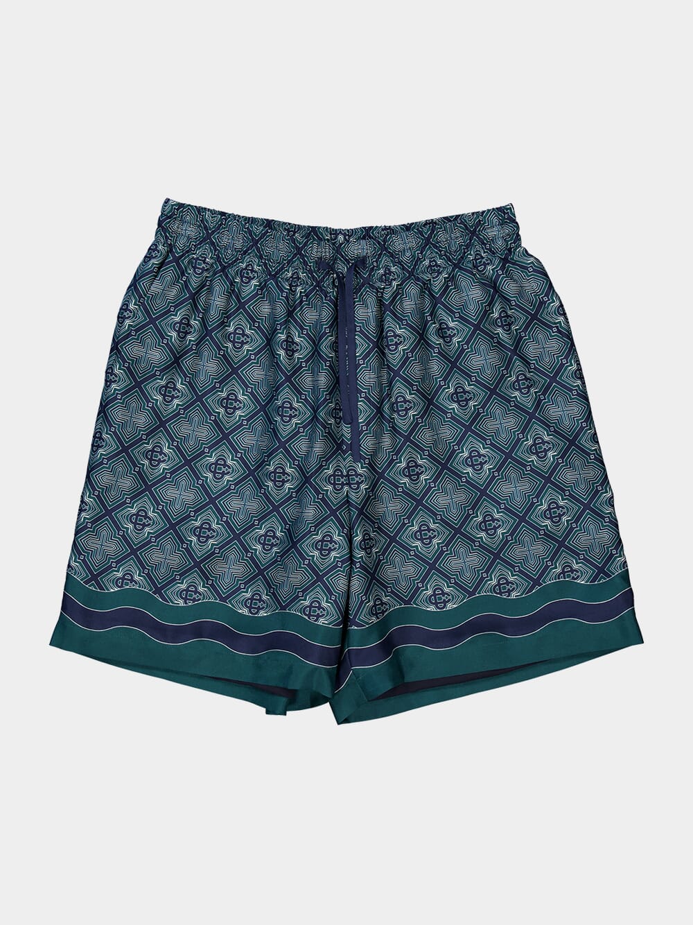 Dark Green Radiating Monogram Silk Shorts - Image 5