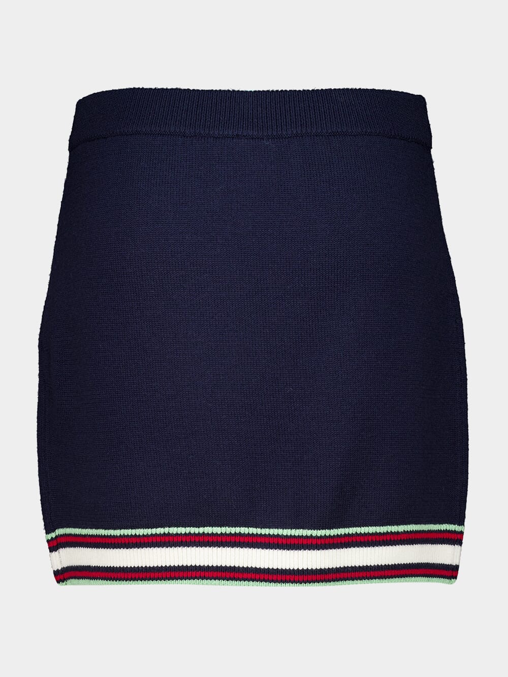 Navy Merino Wool Mini Skirt - Image 2