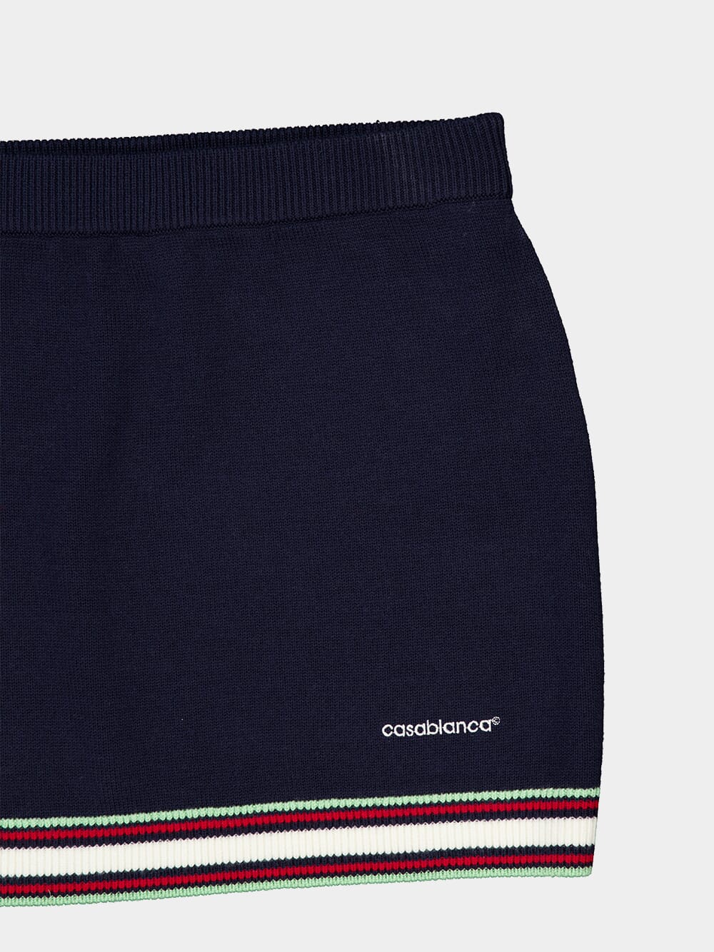 Navy Merino Wool Mini Skirt - Image 3
