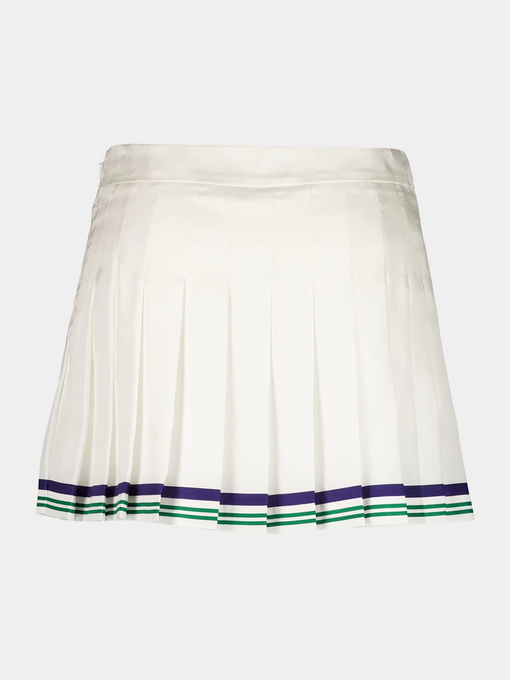 White Pleated Silk Mini Skirt - Image 3