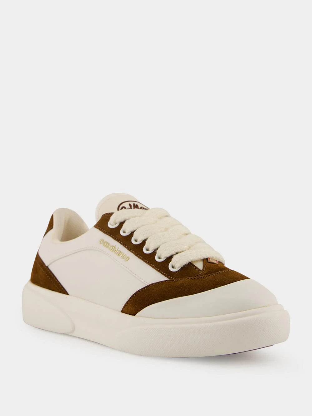 White and Brown Del Mar Leather Sneakers - Image 2