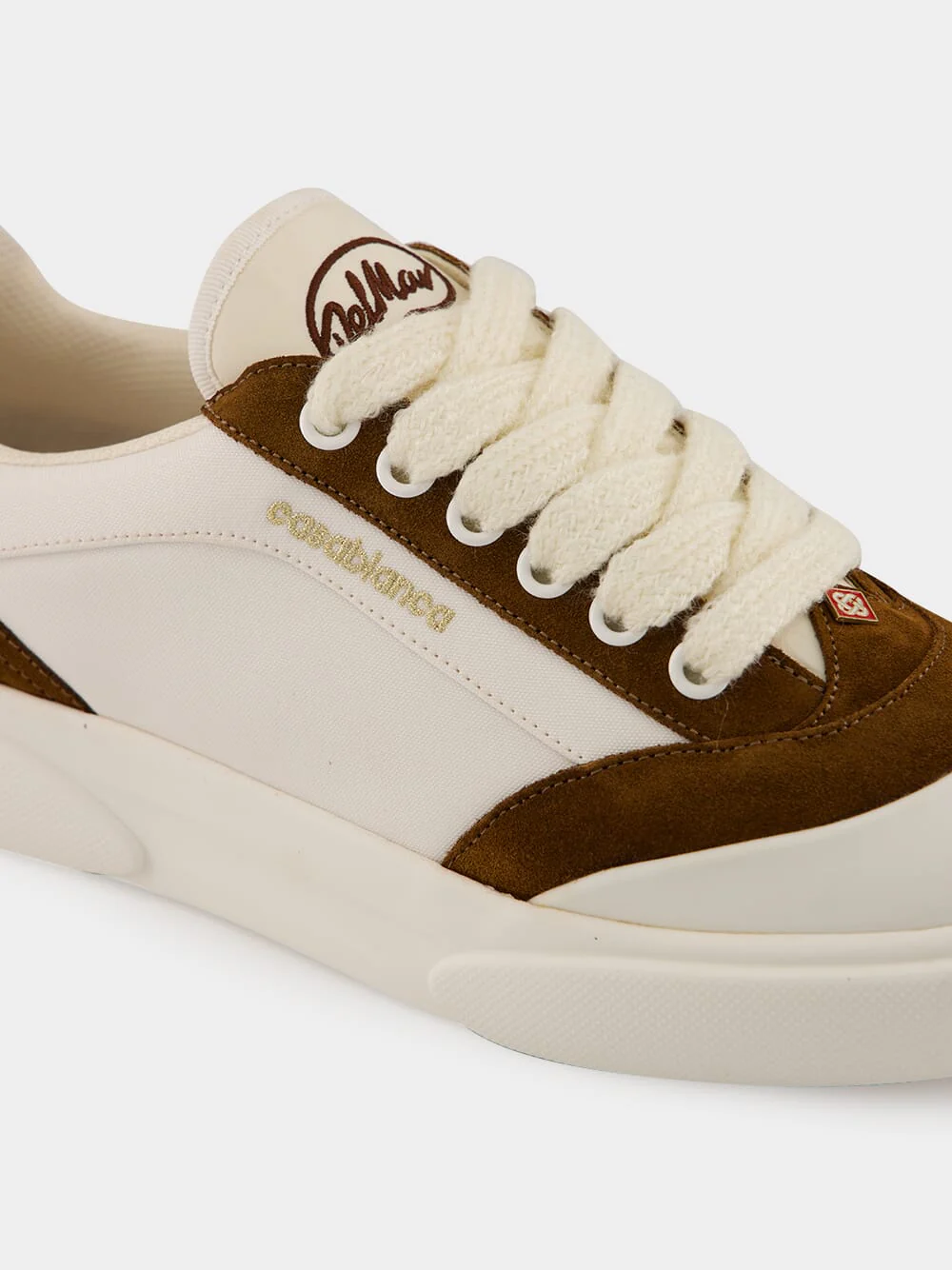 White and Brown Del Mar Leather Sneakers - Image 6