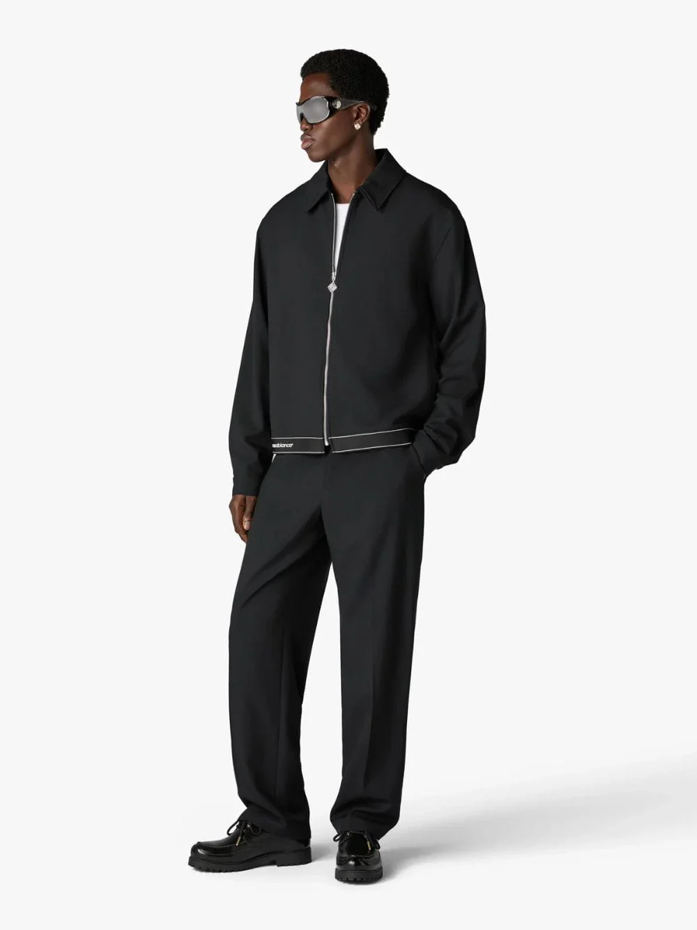 Black Wool Sports Trousers
