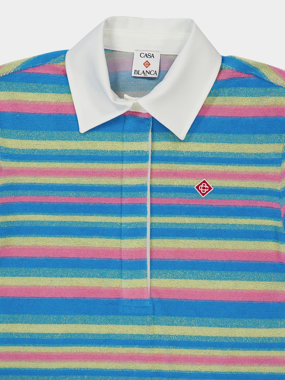 Stripe Towelling Polo Shirt - Image 3