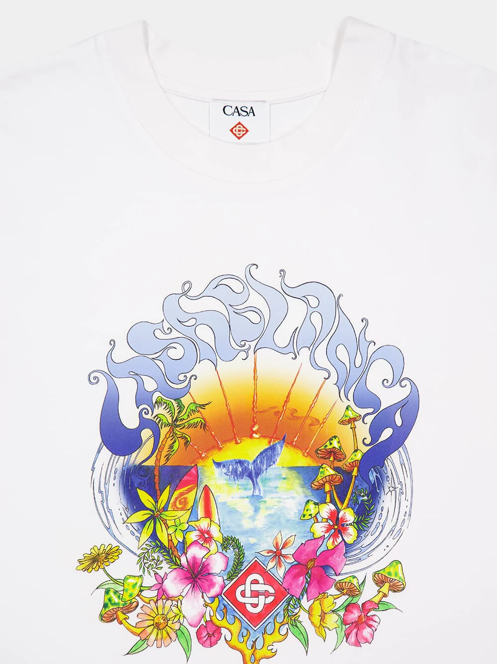 Surf Trip Print White Organic Cotton T-Shirt - Image 3