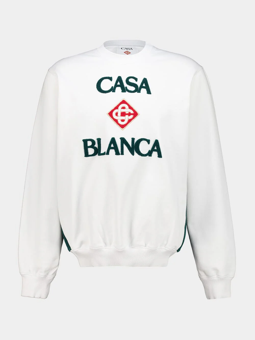 White Bouclé Embroidered Cotton Sweatshirt