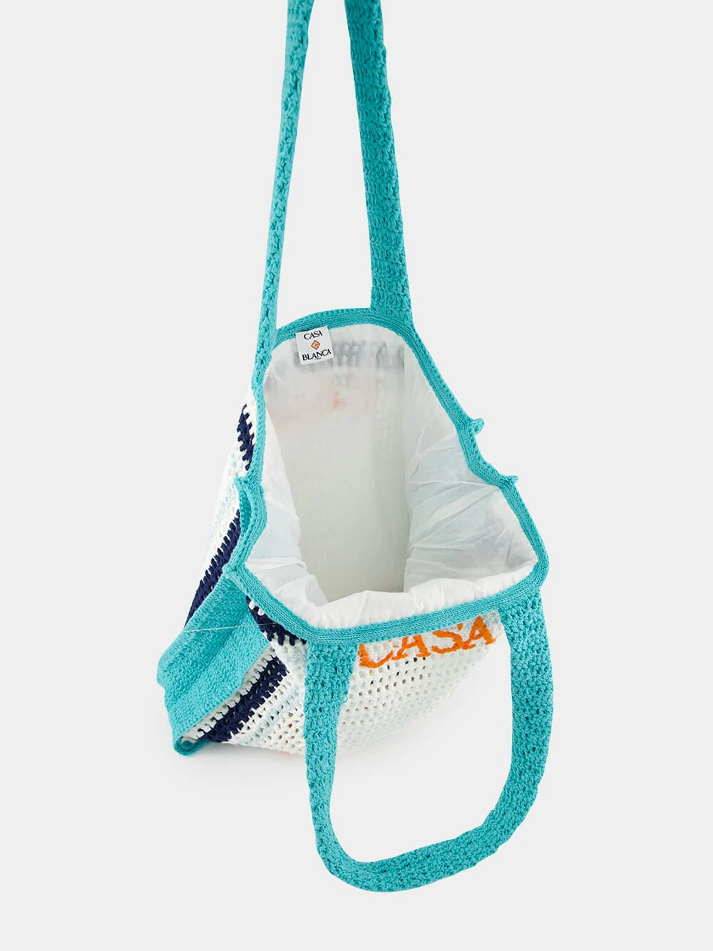Tennis Stripe Crochet Cotton Shoulder Bag - Image 3
