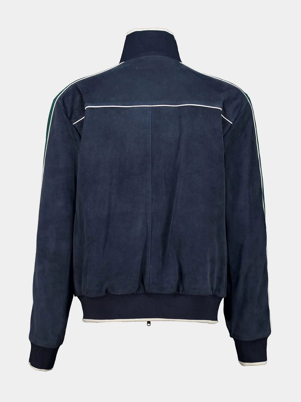 Navy Blue and Green Suede Track Jacket - Image 4