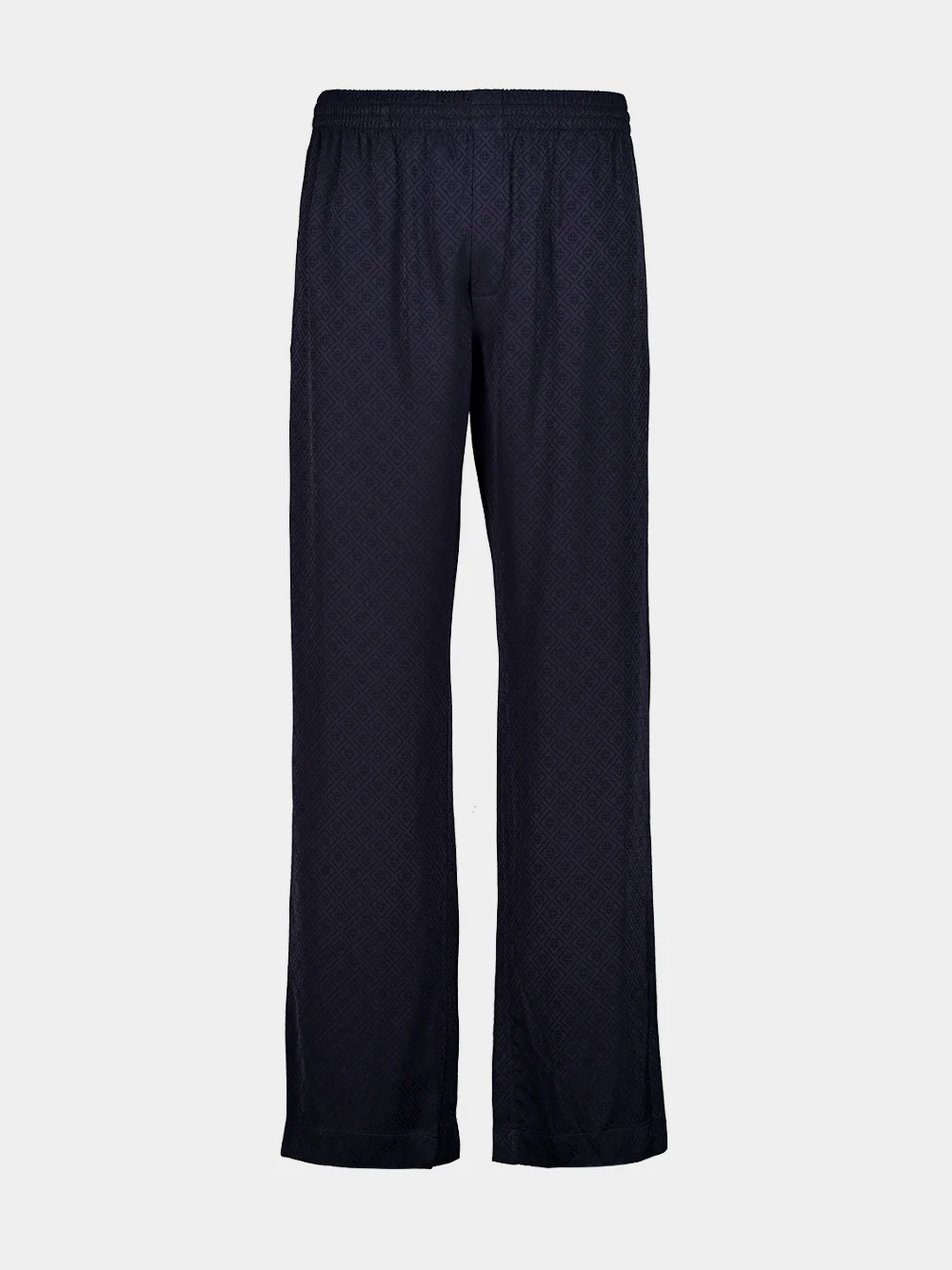 Dark Navy Monogram Silk Trousers