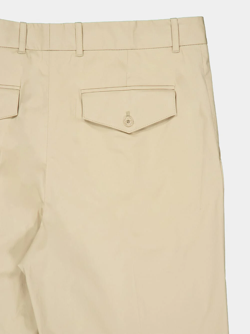 Light Beige Pleated Cotton Trousers - Image 4