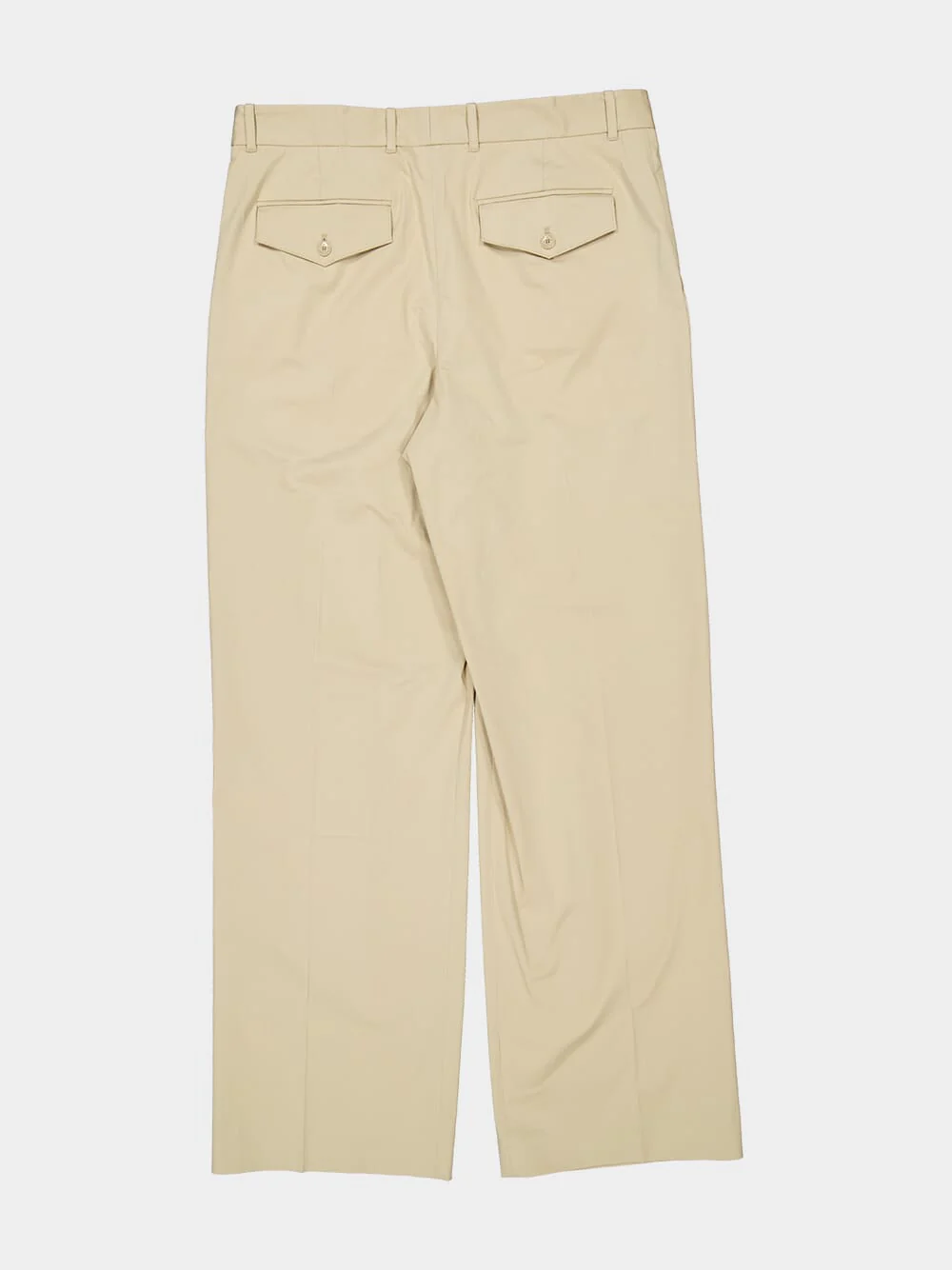 Light Beige Pleated Cotton Trousers - Image 6