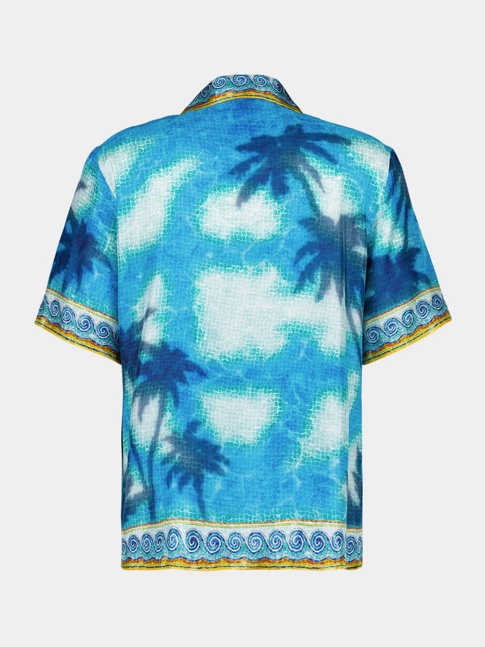 Turquoise Blue Caustics Emblem Silk Shirt - Image 3