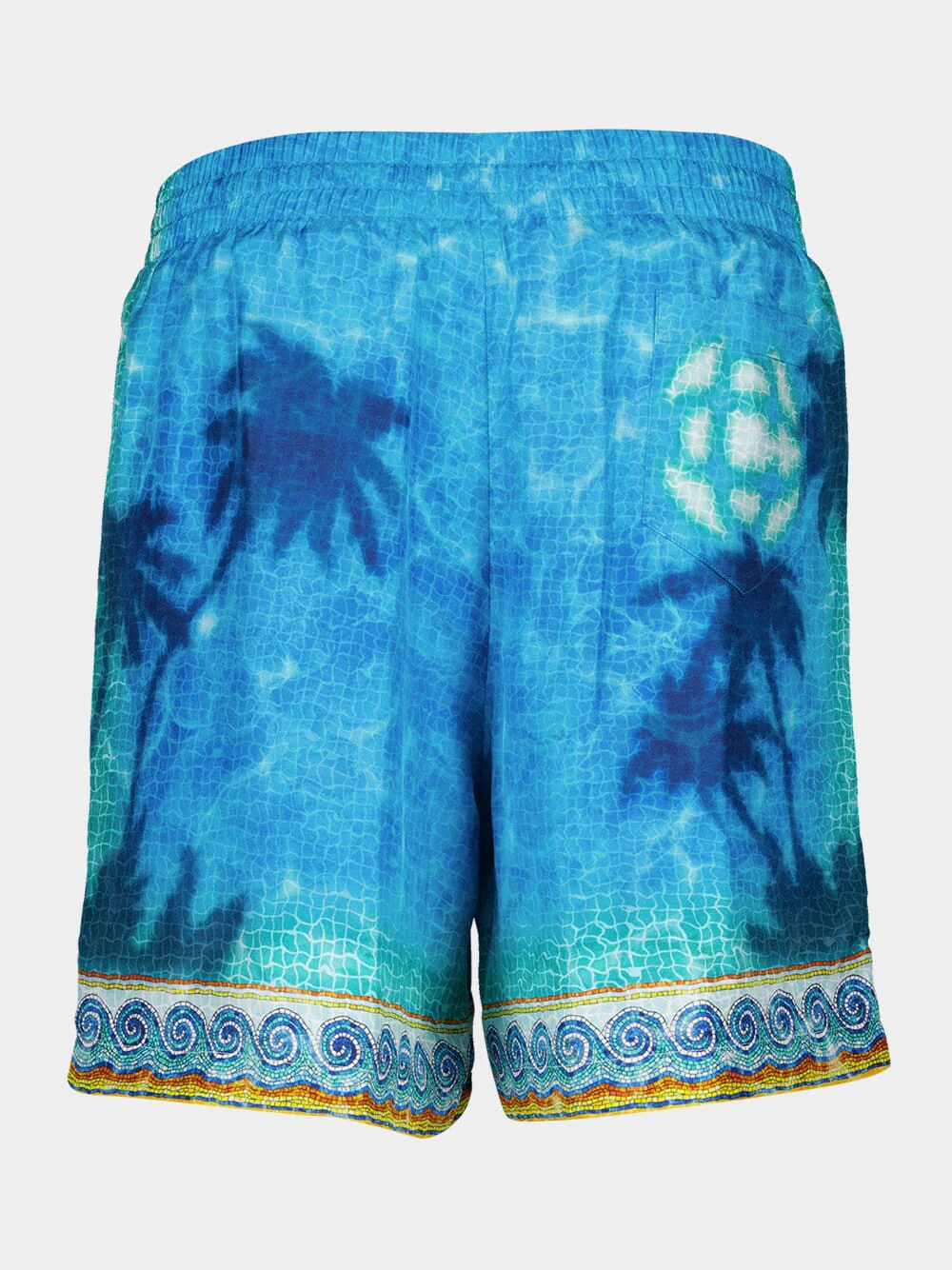 Turquoise Blue Caustics Emblem Silk Shorts - Image 2