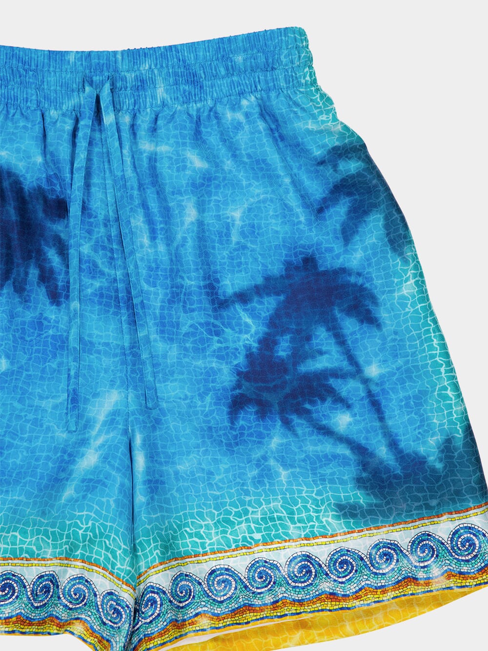 Turquoise Blue Caustics Emblem Silk Shorts - Image 3