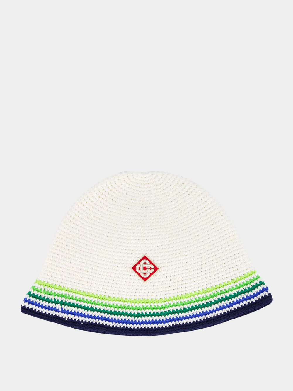 White and Blue Stripe Crochet Hat