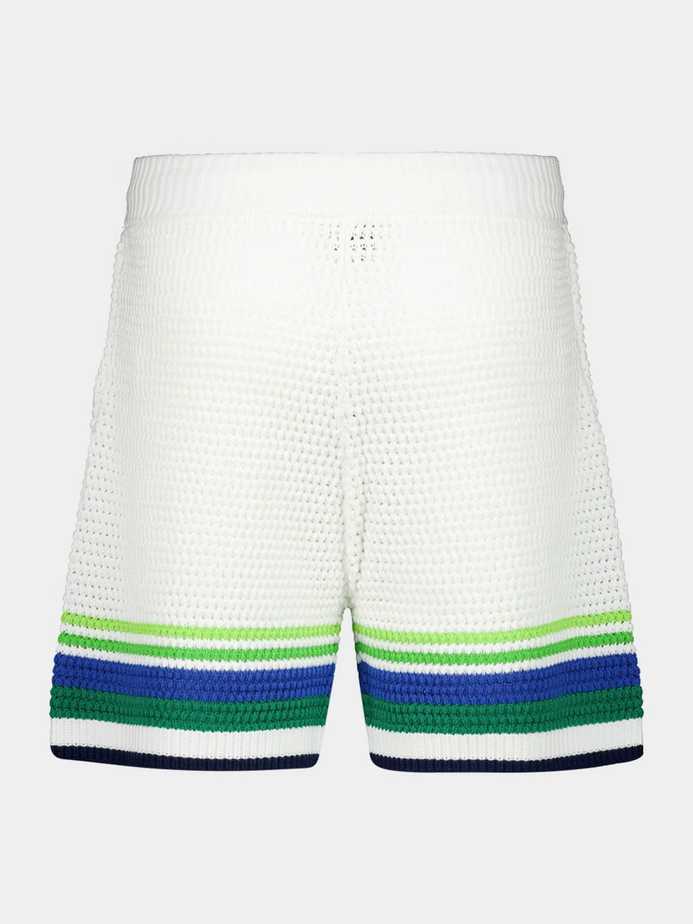 White and Blue Stripe Knit Shorts - Image 2