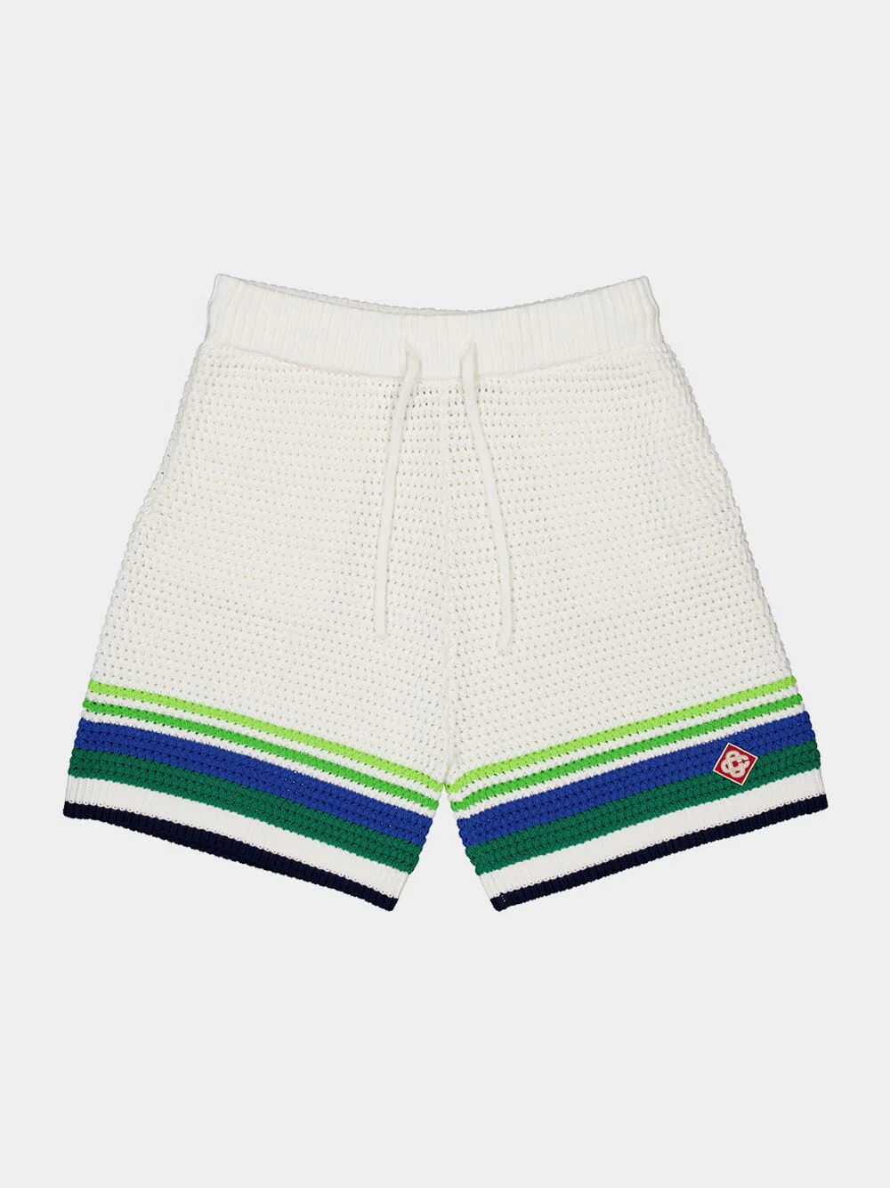 White and Blue Stripe Knit Shorts - Image 4