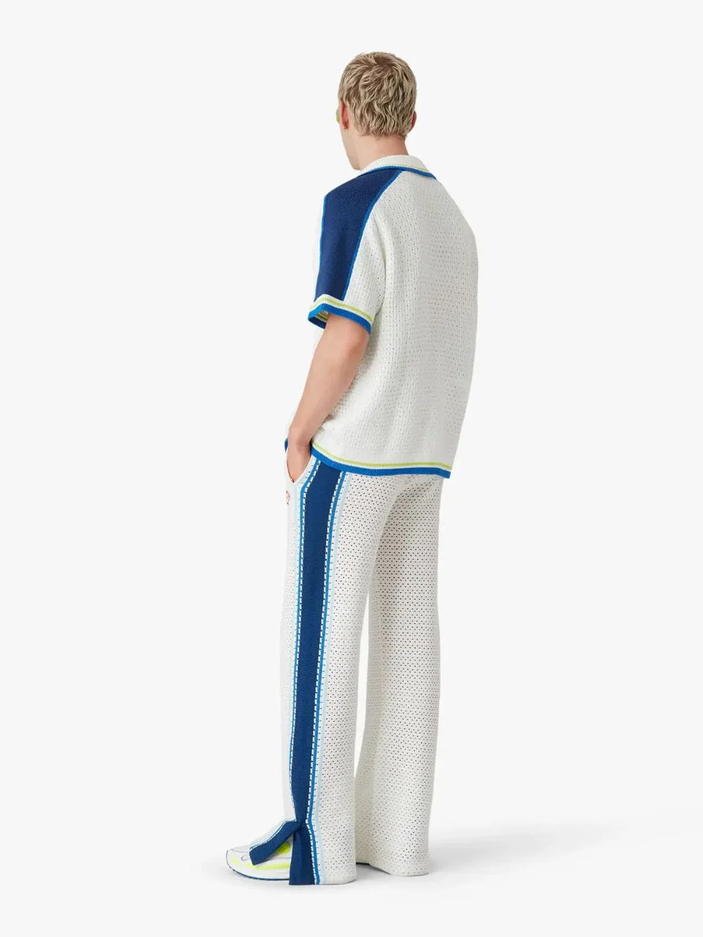 White Blue Mesh Track Pants - Image 3