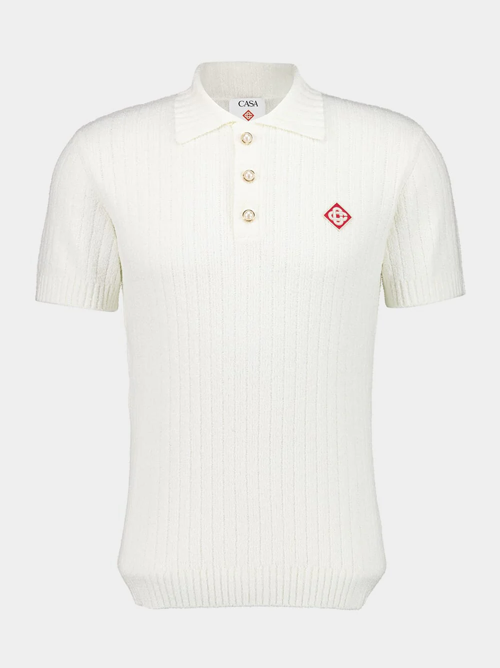 White Boucle Polo Shirt