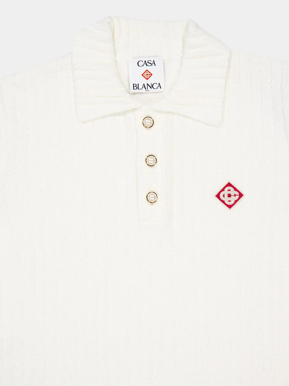 White Boucle Polo Shirt - Image 3