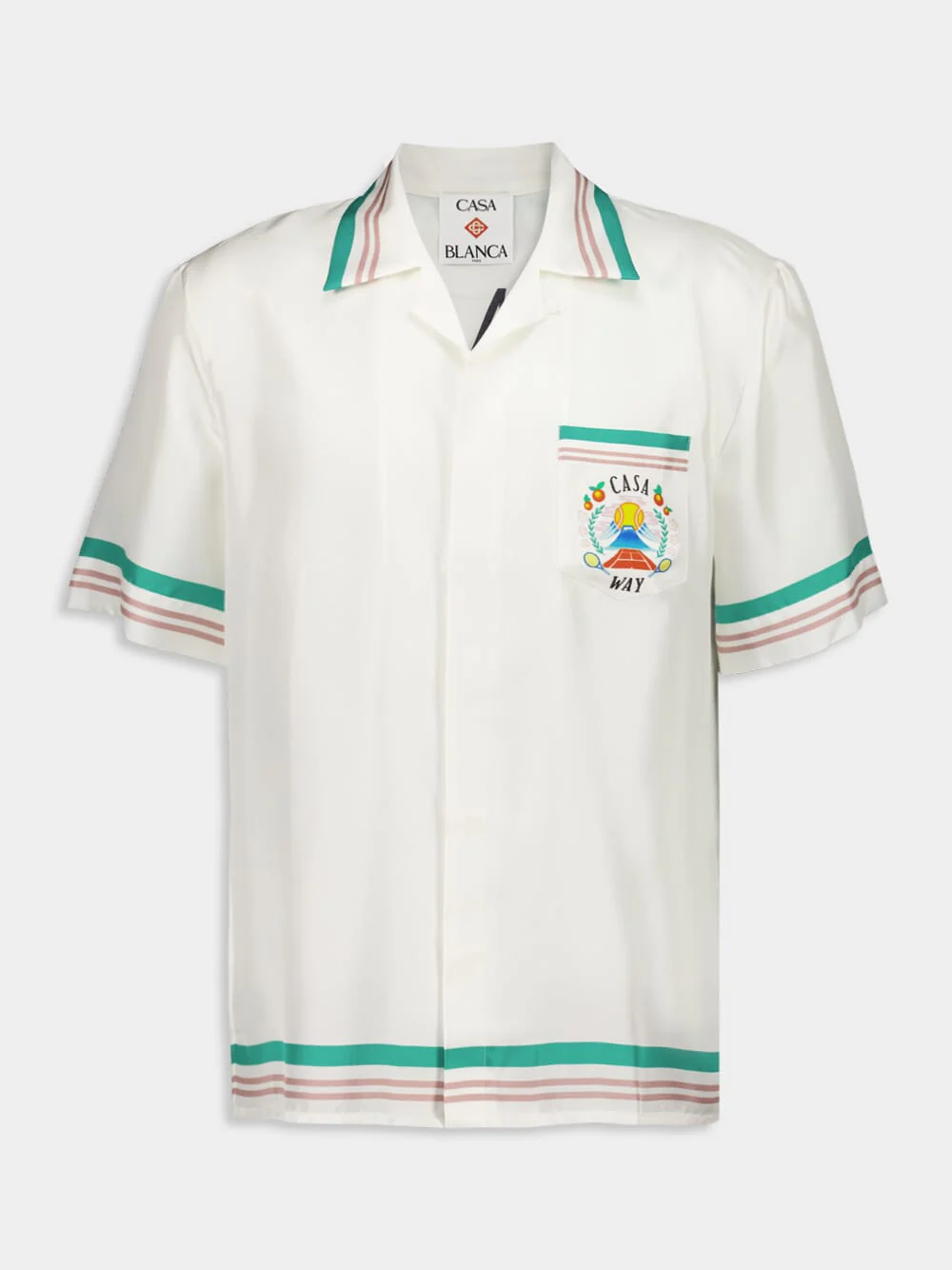 White Casa Way Short Sleeve Silk Shirt - Image 2