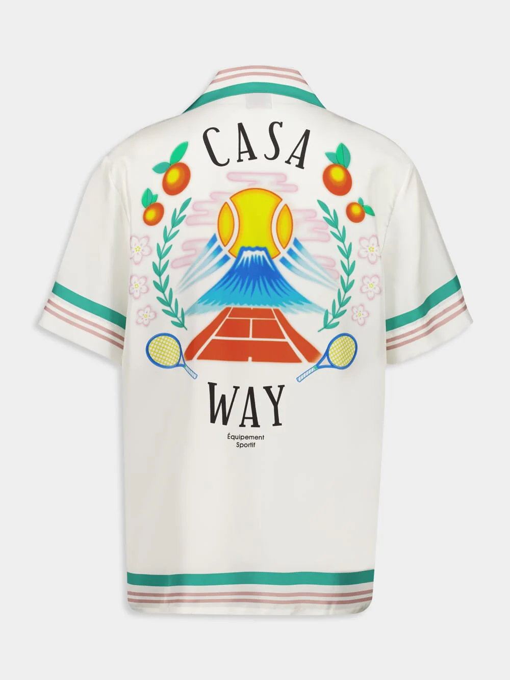 White Casa Way Silk Cuban Collar Shirt - Image 2