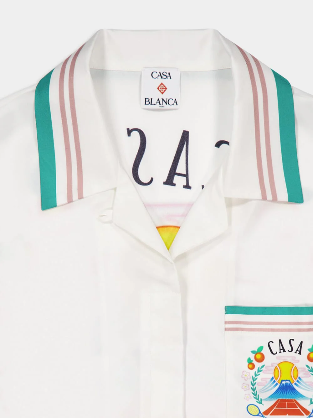 White Casa Way Silk Cuban Collar Shirt - Image 3