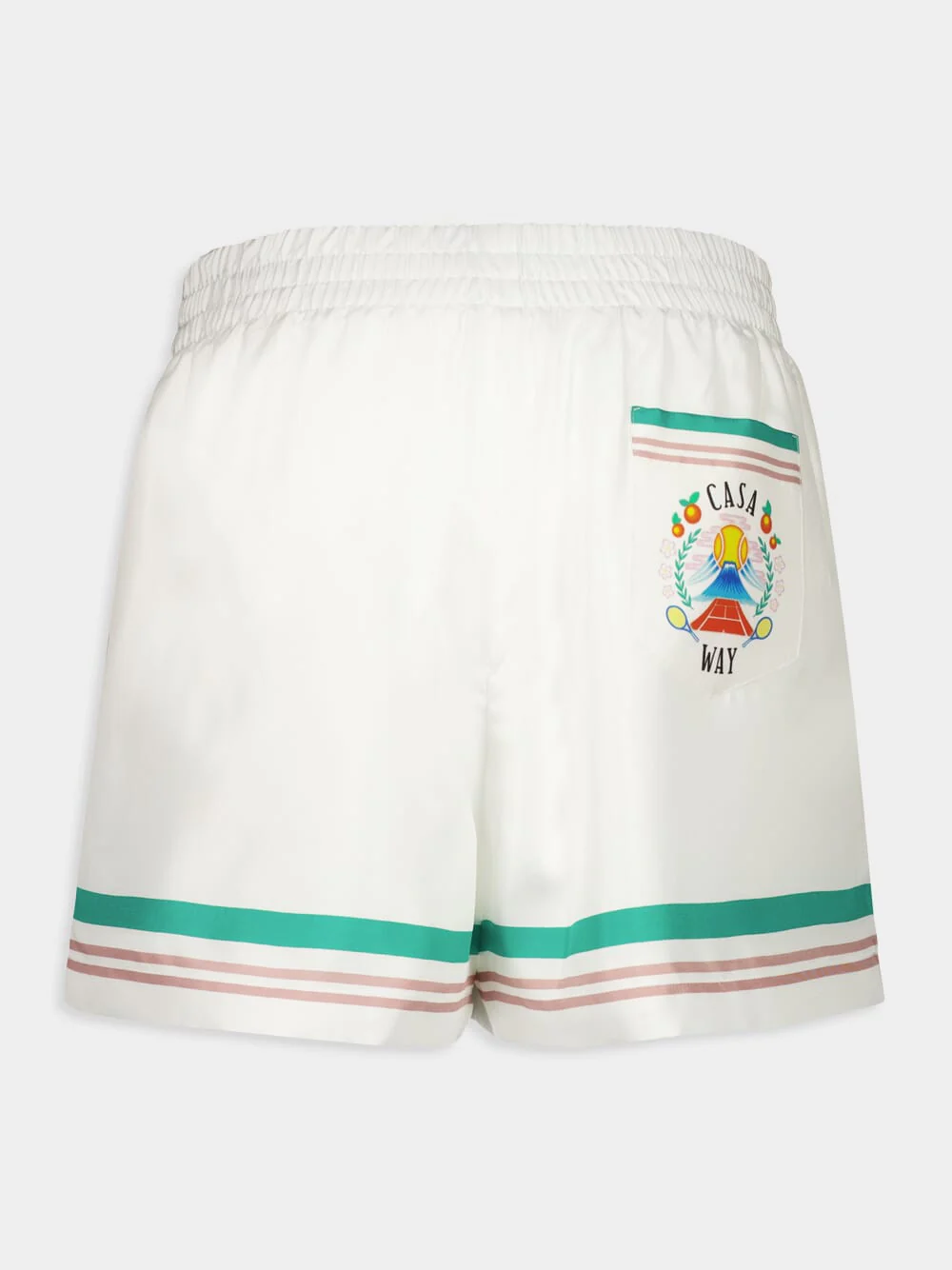 White Casa Way Silk Twill Shorts - Image 2