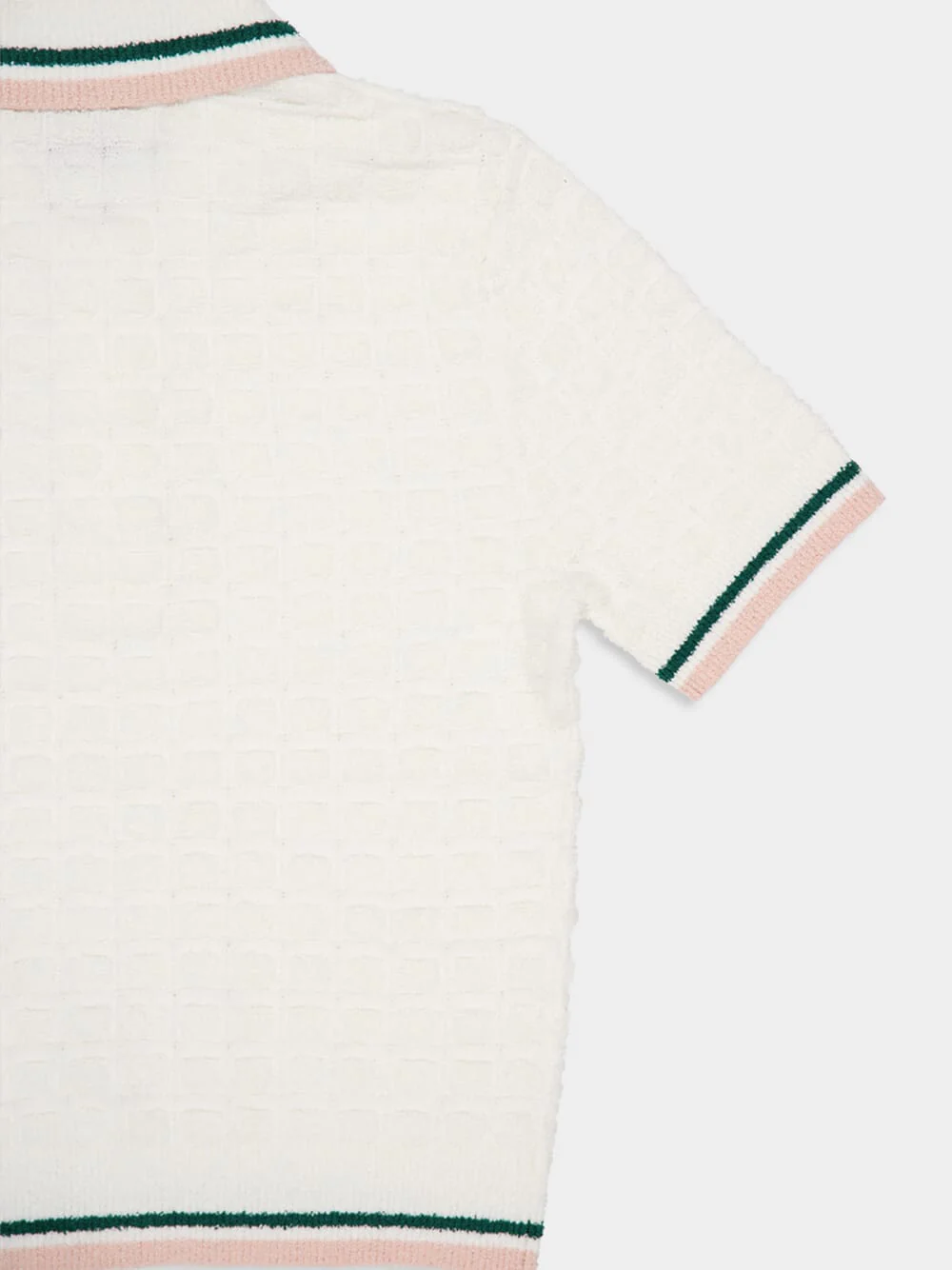 White Cotton Bouclé Polo Shirt - Image 5