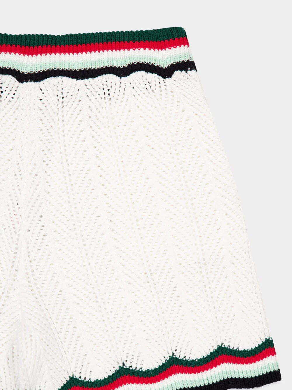 White Cotton Chevron Crochet Shorts - Image 4