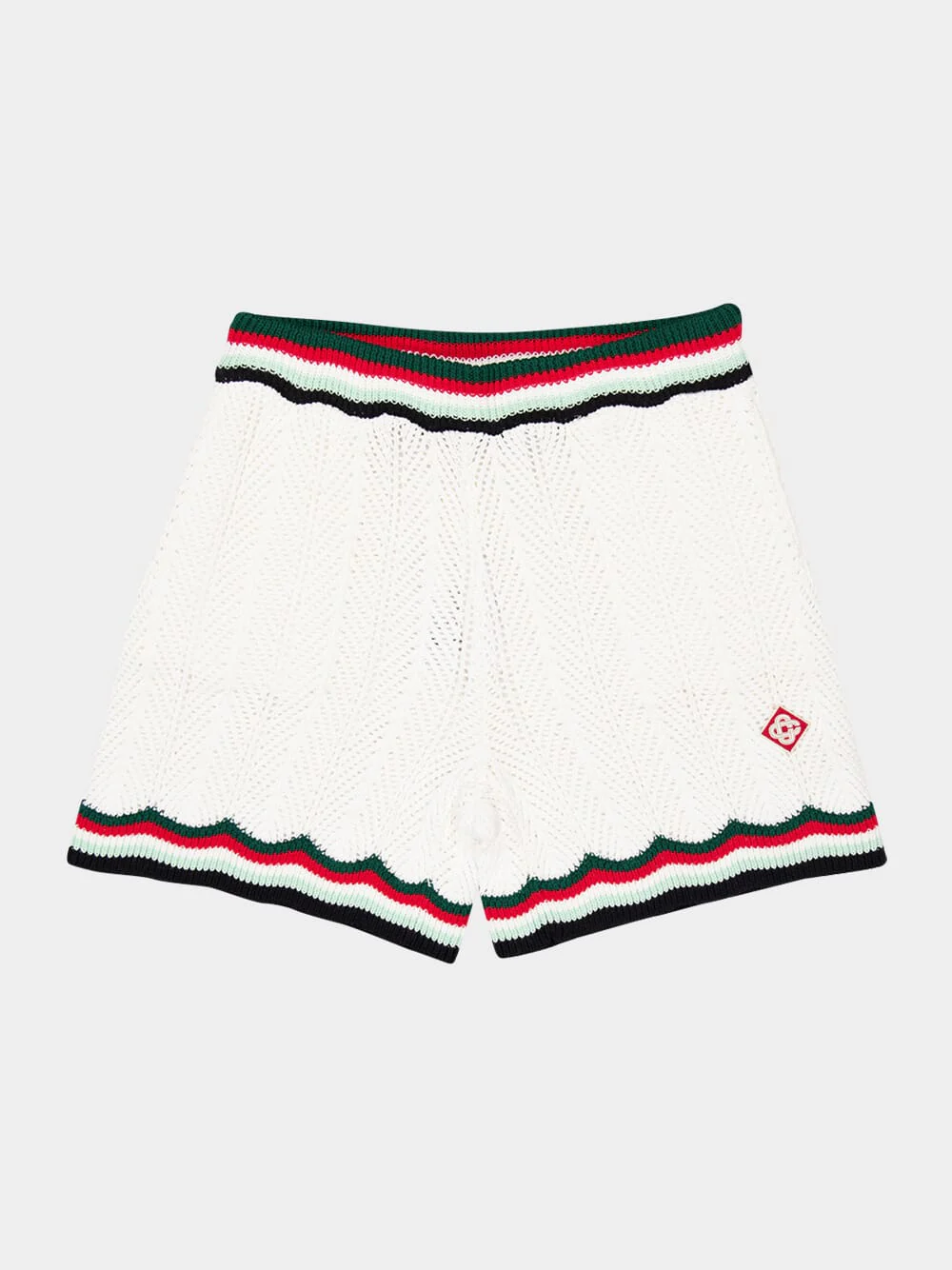 White Cotton Chevron Crochet Shorts - Image 5
