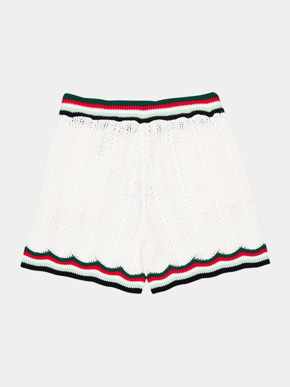 White Cotton Chevron Crochet Shorts - Image 6