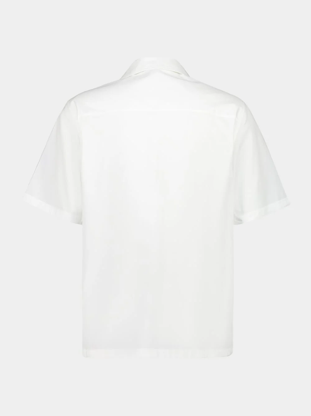 White Cotton Poplin Embroidered Short-Sleeve Shirt - Image 4