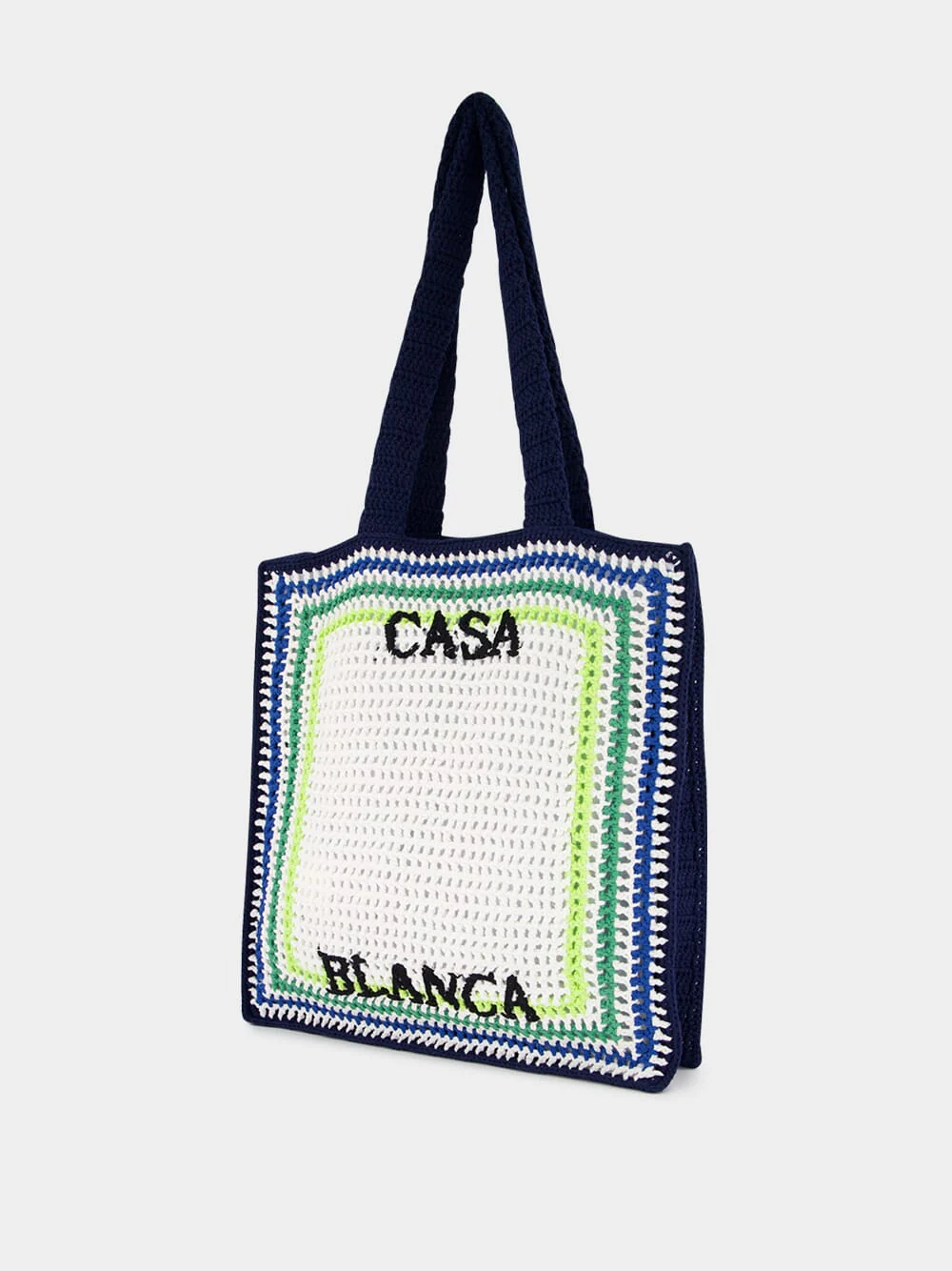 White Crochet Stripe Tote Bag - Image 5