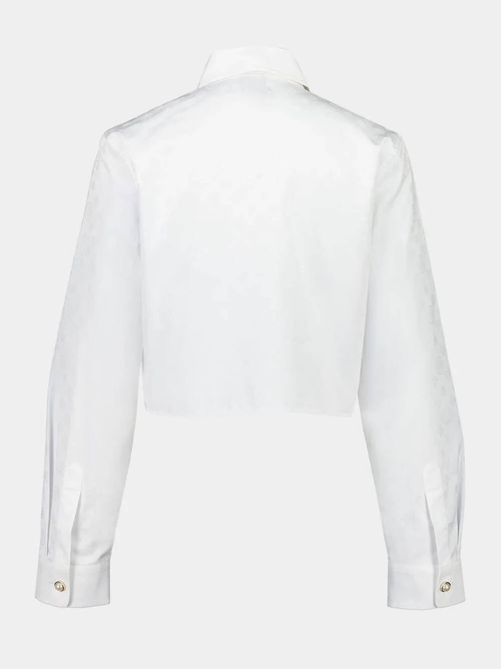 White Cropped Cotton Button-Up Shirt - Image 2