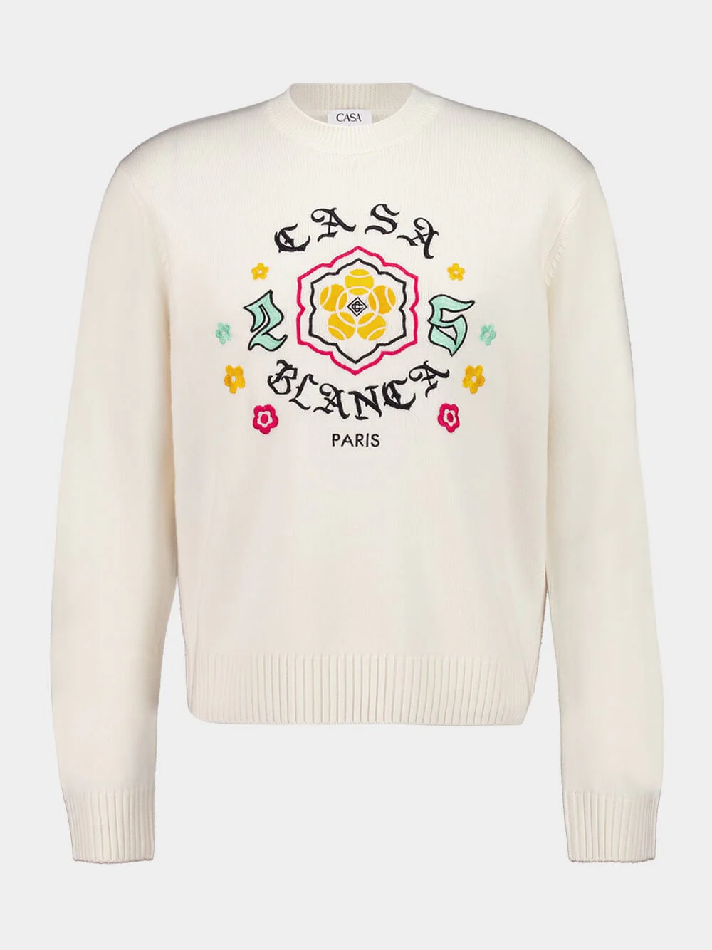 White Emblem Merino Knit Crew Neck Jumper