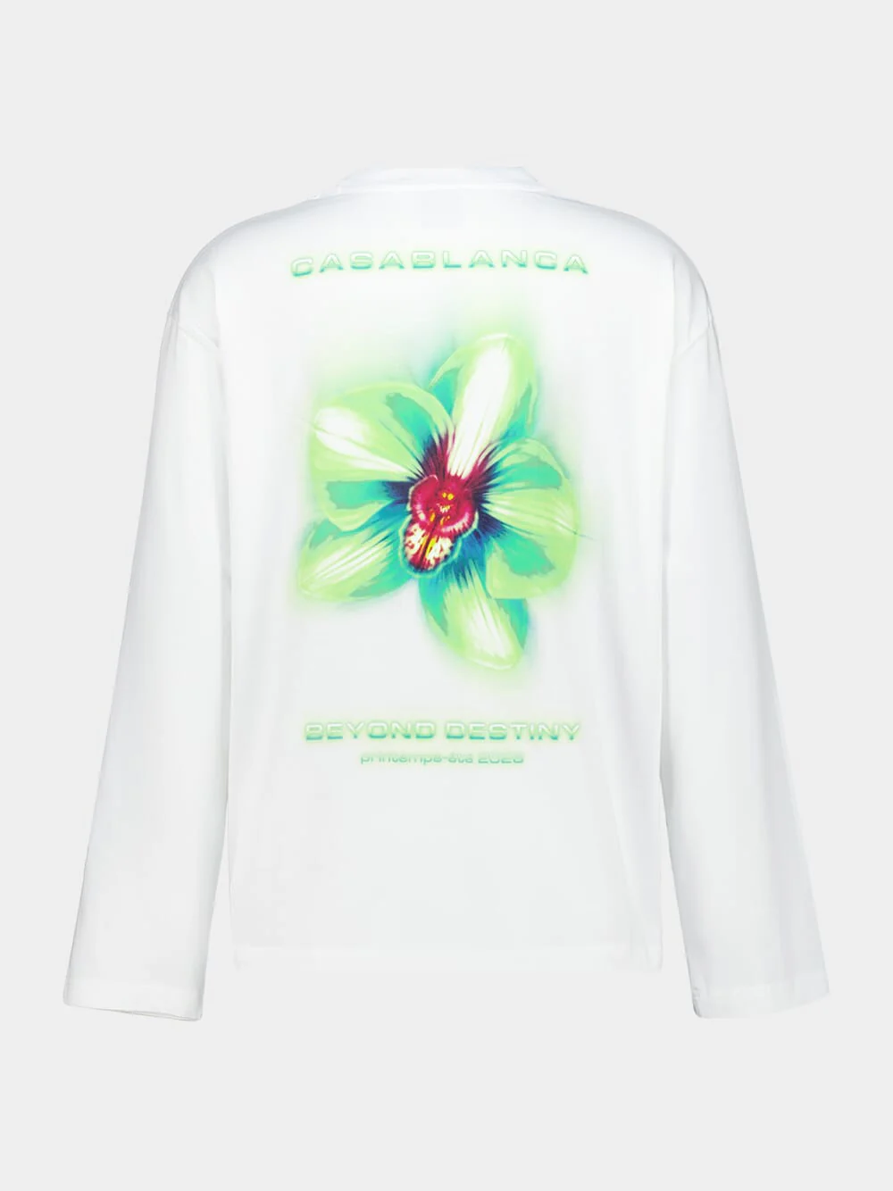 White Glitch Orchid Long-Sleeve T-Shirt - Image 2