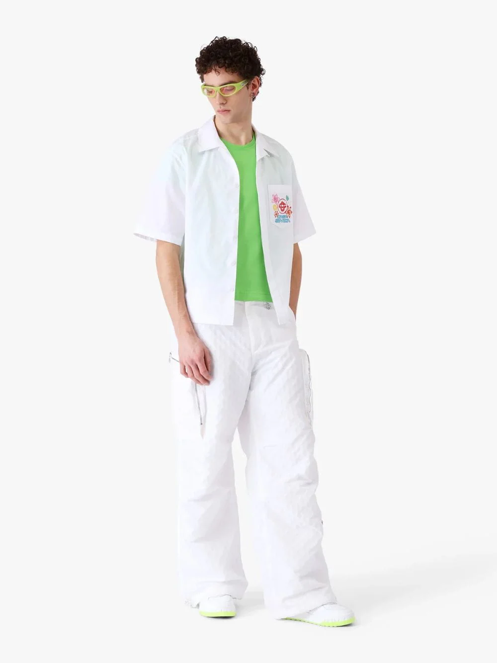 White Graphic Embroidered Short Sleeve Shirt - Image 2