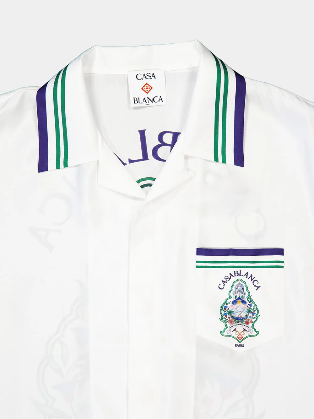 White Hotel Emblem Silk Shirt - Image 5