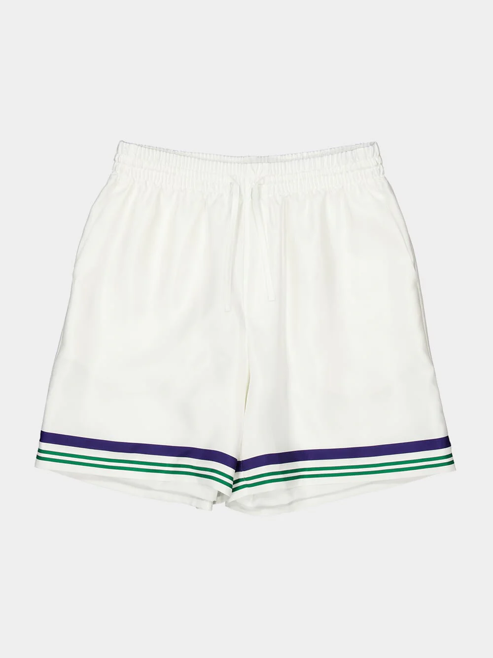 White Hotel Emblem Silk Shorts - Image 5