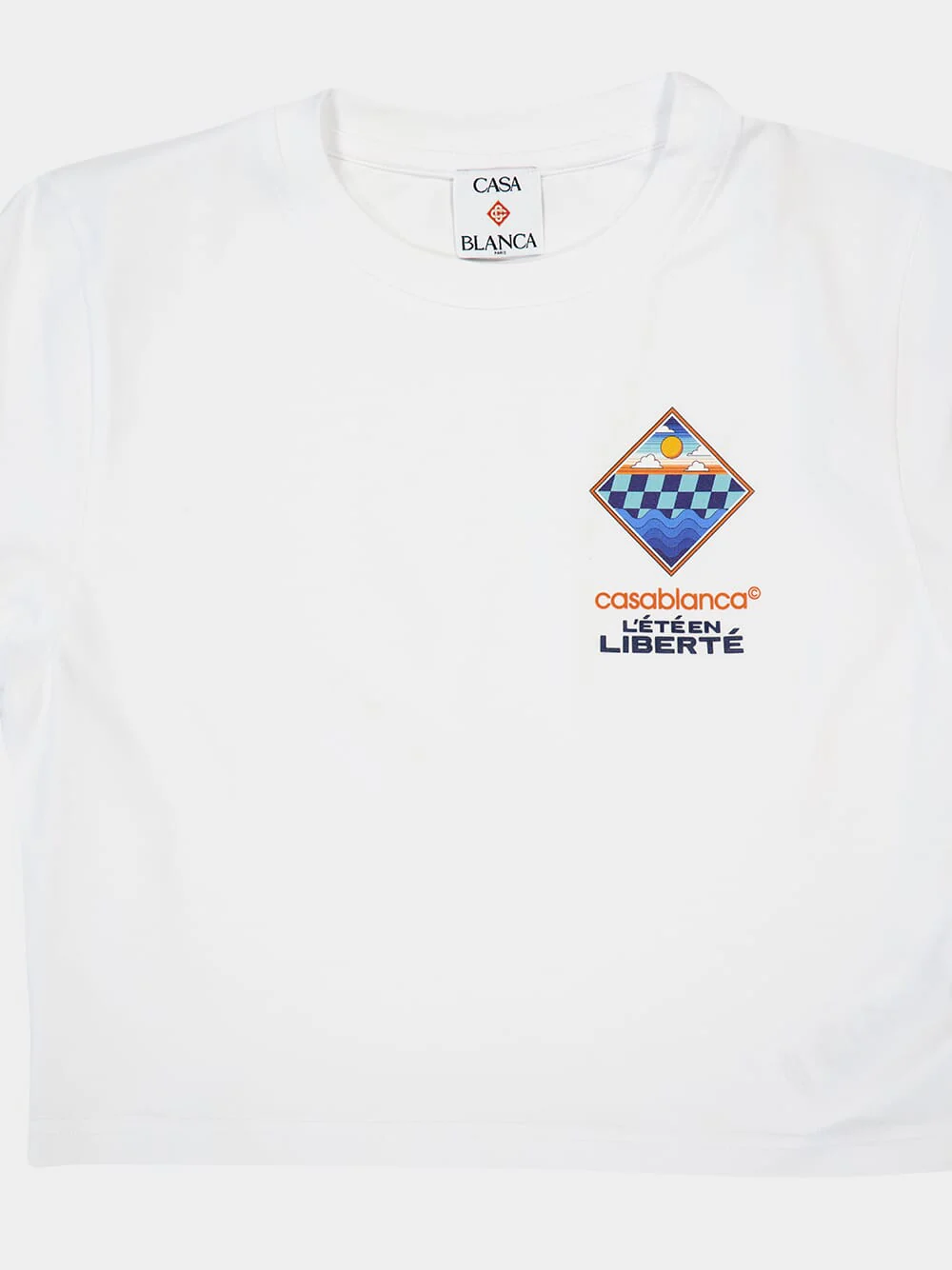 White L'Été En Liberté Cropped T-Shirt - Image 3