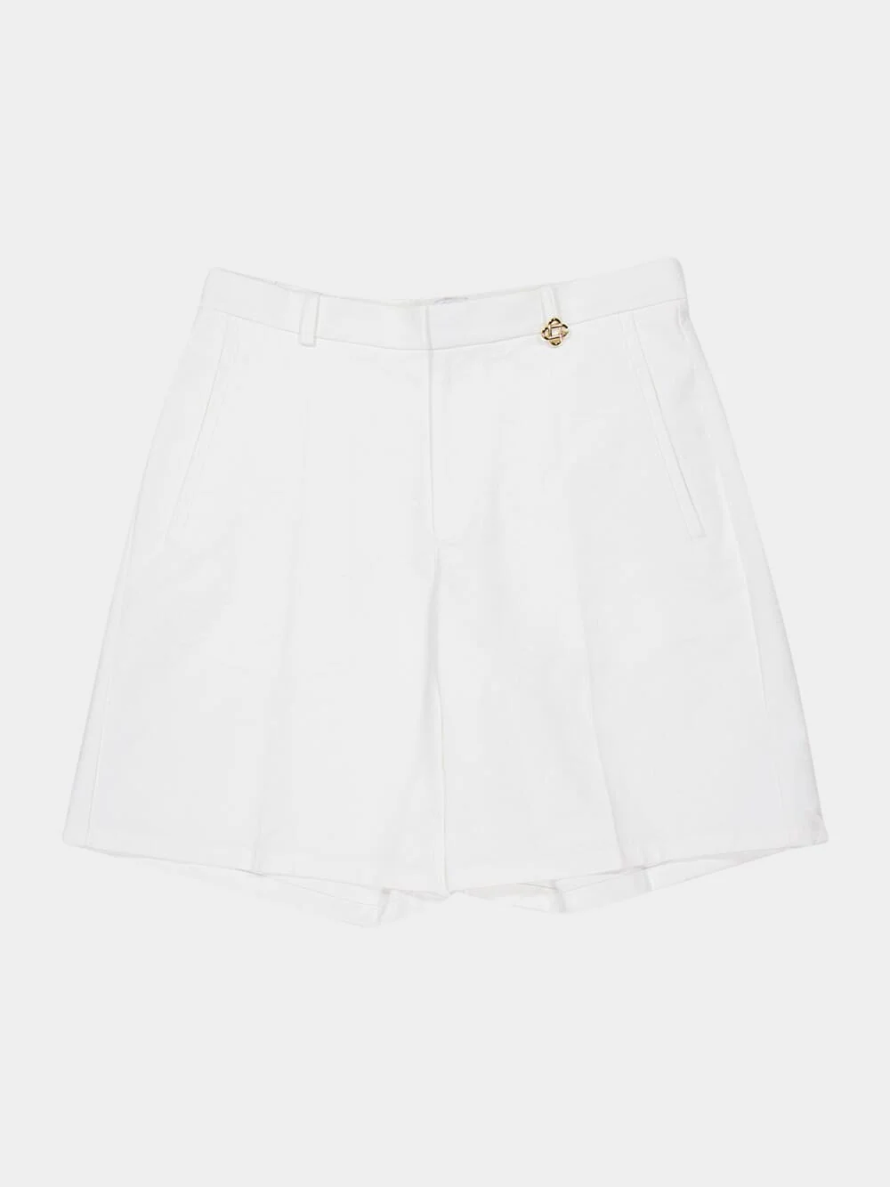 White Monogram Cotton Shorts - Image 5